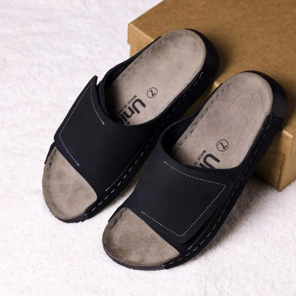 Velar : Premium Suede Sandal #color_black & grey