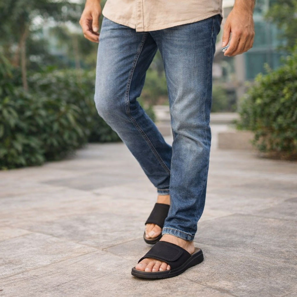 Velar : Premium Suede Sandal #color_black & grey
