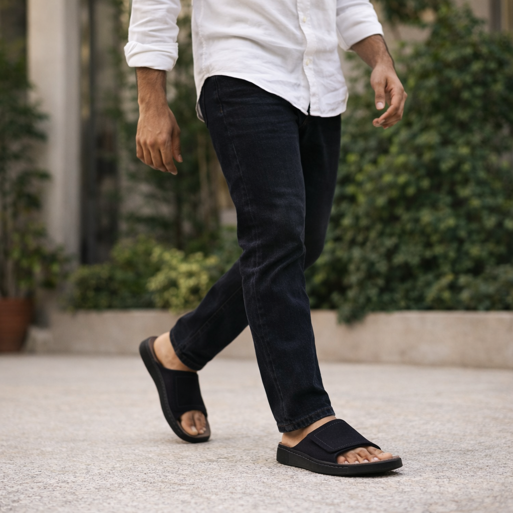Velar : Premium Suede Sandal #color_black & grey