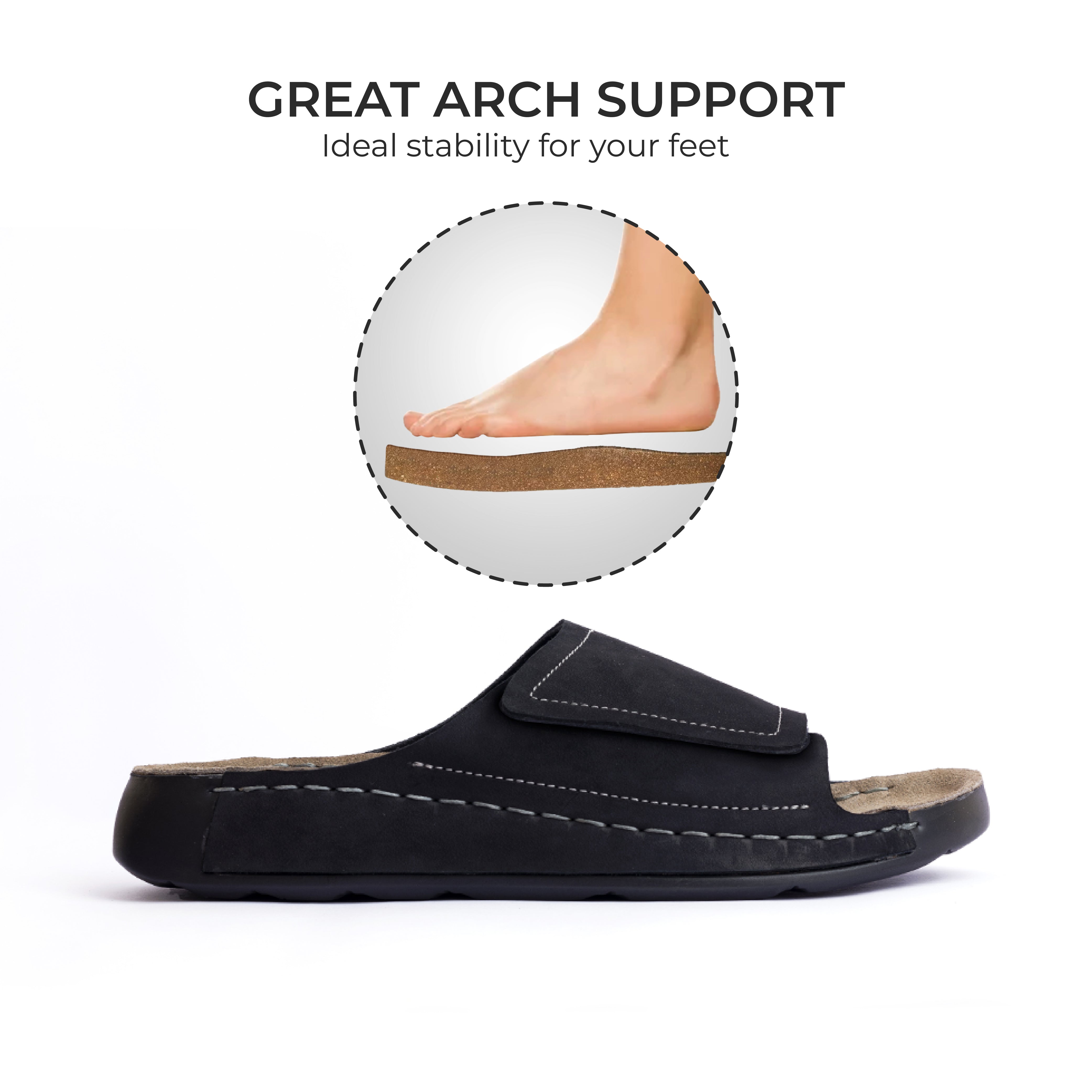 Velar : Premium Suede Sandal #color_black & grey